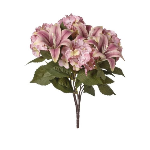 MAZZO GIGLI E ORTENSIE X9 CM53 ROSA